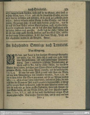Am sechzehenden Sonntage nach Trinitatis