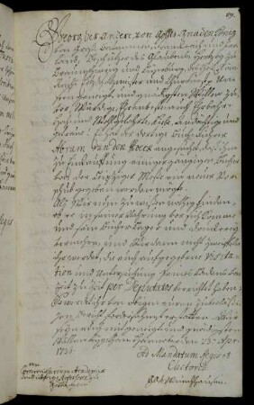 Erkundigung nach den Untersuchungen der Geschäftstätigkeit des Buchführers Vandenhoeck (Anfrage eines erneuten Kredits).