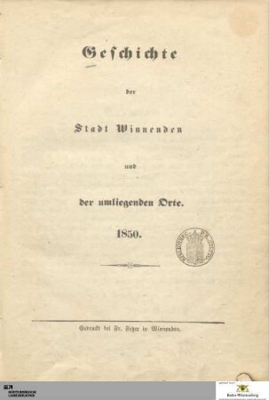 Geschichte der Stadt Winnenden und der umliegenden Orte
