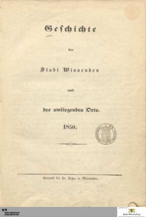 Geschichte der Stadt Winnenden und der umliegenden Orte
