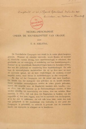 Nederlandsch-Indië onder de souvereiniteit van Oranje