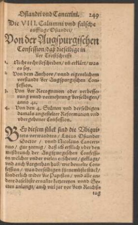 Die VIII. Calumni und falsche aufflage Osiandri ...