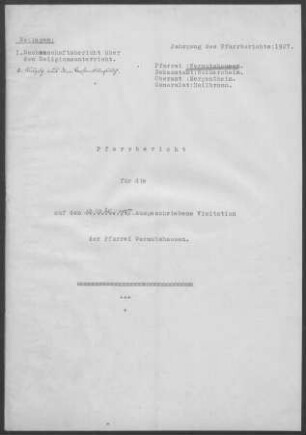 Wermutshausen mit Ebertsbronn: Pfarrbericht 1927