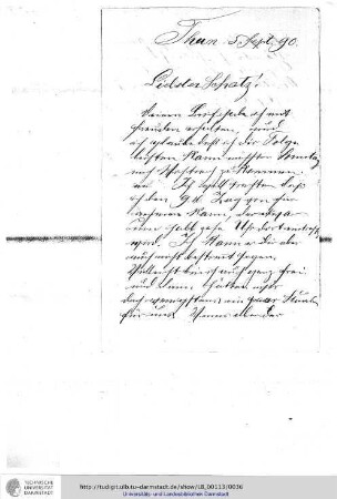 Brief vom 05.09.1890