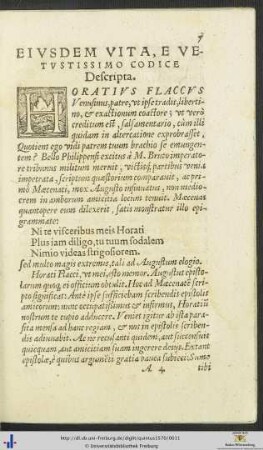 EIUSDEM VITA E VETUSTISSIMO CODICE Descripta
