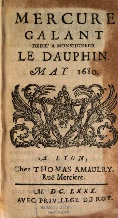 Le mercure galant. 1680, 5