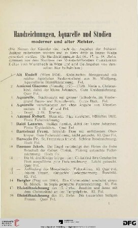 Handzeichnungen und Aquarelle (Nr. 1-225)