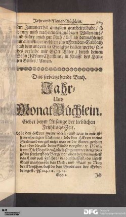 Das siebenzehende Buch. Jahr- Und Monat Buechlein
