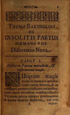 De insolitis partus humani viis : dissertatio nova ; Accedunt cl. v. Johannis Veslingi equitis de pullitie Aegyptiorum et aliae eiusdem observationes anatomicae et epistolae medicae posthumae