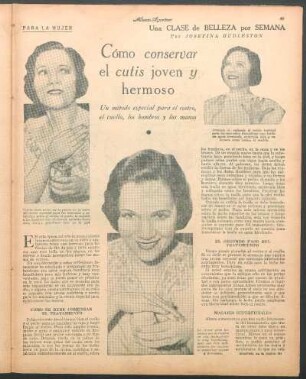 Cómo conservar el cutis joven y hermoso : Una clase de belleza por semana