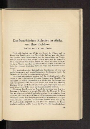 Die französischen Kolonien in Afrika und ihre Probleme