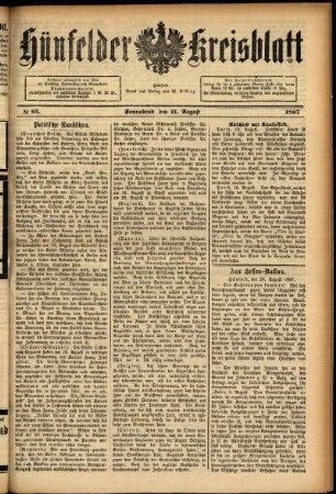 Ausgabe vom Samstag, den 21. August 1897.