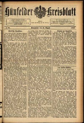 Ausgabe vom Samstag, den 21. August 1897.