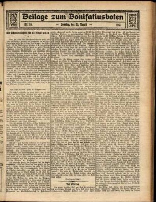 Zweite Ausgabe vom Sonntag, den 31. August 1913.