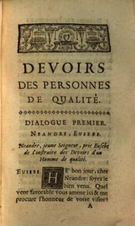 Devoirs Des Personnes De Qualité, 1
