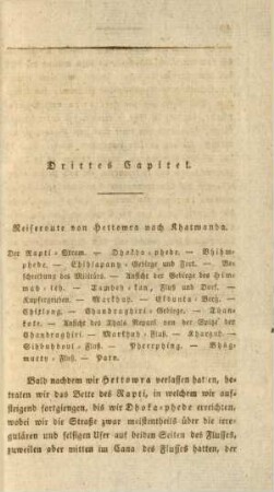Drittes Capitel. Reiseroute von Hettowra nach Khatmanda