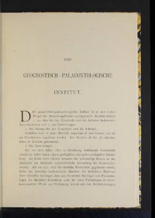 Das geognostisch-palaeontologische Institut.
