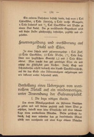 Herstellung eines Ueberzuges von wertvollem Metall auf ein minderwertiges, unter Anwendung der Galvanoplastik.