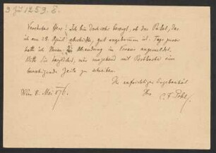 Brief an Friedrich Wilhelm Jähns : 08.05.1876