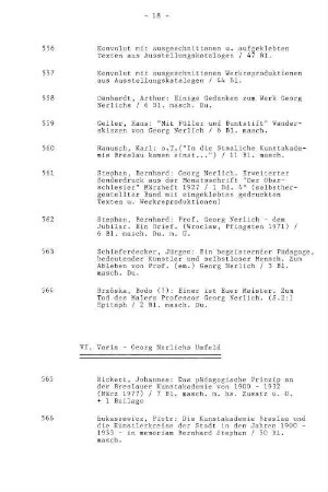 VI. Varia - Georg Nerlichs Umfeld