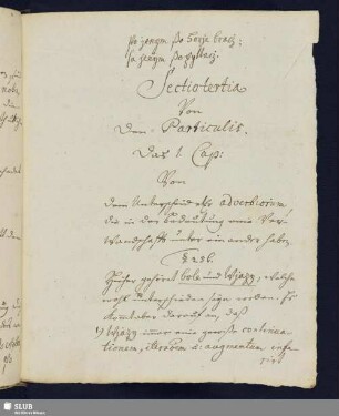 Sectio tertia. Von den Particulis.