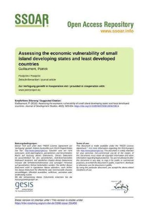 Assessing the economic vulnerability of small island developing states and least developed countries