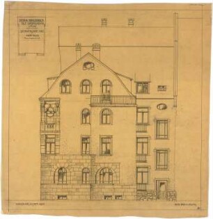 Billing, Hermann; Karlsruhe, Hirschstr. 101 a / Vorholzstr.; Haus Kohlbecker - Seitenfassade (Ansicht)