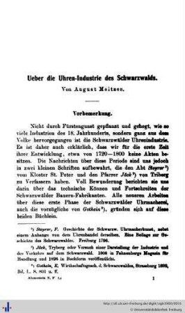 Ueber die Uhren-Industrie des Schwarzwalds.