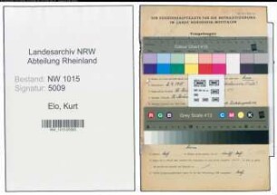 Entnazifizierung Kurt Elo , geb. 02.09.1910 (Baecker)