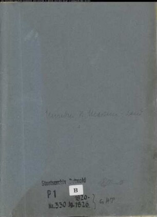Kirchenbuchduplikat der evangelischen Gemeinde Minden St. Martini Land, Kreis Minden (GHT 1820-1826). (Gemeinde: Evangelische Gemeinde St. Martini Land)