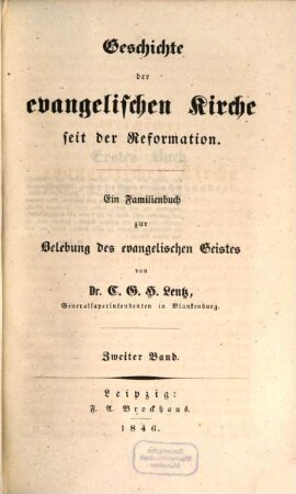 Geschichte der evangelischen Kirche seit der Reformation : ein Familienbuch zur Belebung des evangelischen Geistes, 2