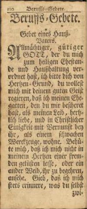 Beruffs-Gebete.