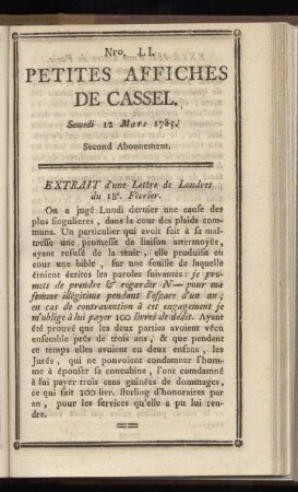 No LI (Samedi 12 Mars 1785)