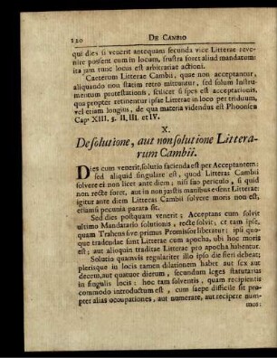 X. Desolutione, aut non solutione Litterarum Cambii.