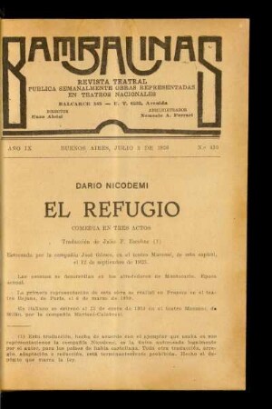 El refugio : comedia en tres actos
