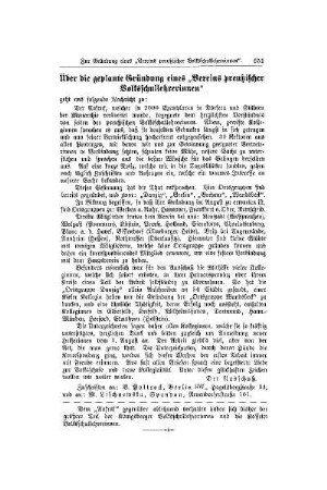 Über die geplante Gründung eines "Vereins preußischer Volksschullehrerinnen"