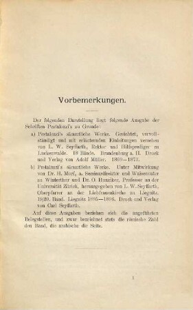 I. H. Pestalozzi's anthropologische Anschauungen