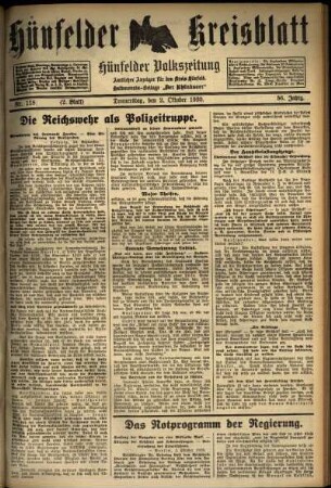 Zweite Ausgabe vom Donnerstag, den 02. Oktober 1930.