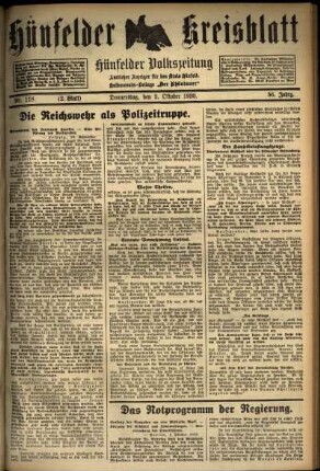 Zweite Ausgabe vom Donnerstag, den 02. Oktober 1930.