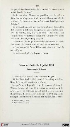 Séance du Comité du 5 juillet 1858