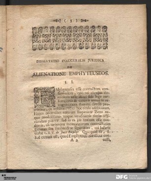 Dissertatio Inauguralis Juridica De Alienatione Emphyteuseos.