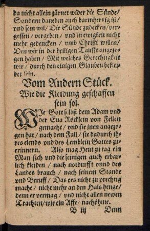 Vom Andern Stück. Wie die Kleidung geschaffen sein sol.