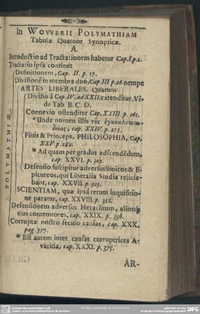 In Wowerii Polymanthiam Tabulae Quatuor Synopticae