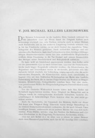 V. Joh. Michael Kellers Lebenswerk