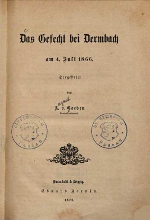 Das Gefecht bei Dermbach am 4. Juli 1866