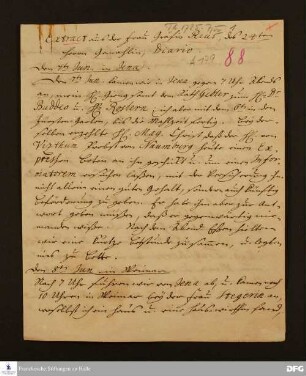 Auszug aus dem Reisetagebuch von Maria Eleonore Emilia v. Reuß-Köstritz.