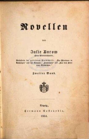 Novellen von Julie Burow [Frau Pfannenschmidt], 2