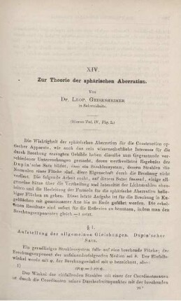 XIV. Zur Theorie der sphärischen Aberration.