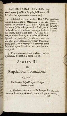Sectio III. De Reip. laborantis curatione.