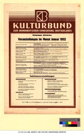 Originaltitel: Veranstaltungen im Monat Januar 1952